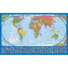 Equal Earth Blue 세계 지도 (라이트 블루), LAMINATED