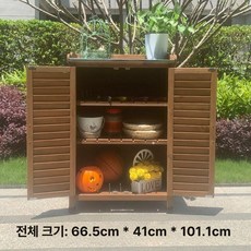 야외 조립식 수납장 테라스 실외 원목 방수 간이 보관함, 3 개, 소형 커피 컬러 아연도금 상판