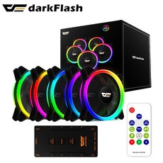 다크플래시 DR11 PRO 아우라 싱크 ARGB 음소거 선풍기 PC 컴퓨터 케이스 냉각 RGB 리모컨 더블 할로 쿨러 12cm LED 120mm, 1개