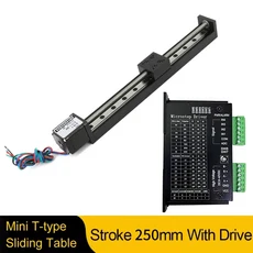 스트로크 250mm Nema11 스테퍼 모터 T 형 나사 정밀 가이드 레일 XYZ 축 CNC 운송 플랫폼, 01 6mm pitch, 02 250mm YS-1A