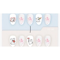 線條小狗 穿戴甲 XS L短方圓 顏色隨機可備注, 1個, L,3