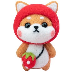 투데이리빙 DIY 양모 펠트 세트 귀여운 토끼 강아지 미니 인형 만들기 초보자 힐링 취미 공예 감성 캐릭터 미니어처 소품, 딸기시바, 1세트