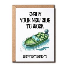 [ 956356 ] 고기아트 즐거운 출근 카드 - 행복한 은퇴 낚시 보트 어부 인사말 재미있는 남성 남아용 선물, [ 956356 ] 고기아트 즐거운 출근 카드 - 행복