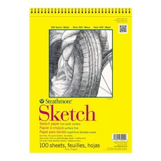 Strathmore 300 시리즈 스케치 패드 27.9 x 35.6cm (11 14인치) 와이어 바인딩 100매, Strathmore 300 시리즈 스케치 패드, 27.