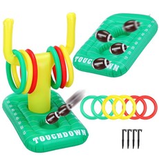 Civaner 성인용 2-in-1 축구 수영장 콘홀 게임 세트 공기 주입식 빈백 던지기 및 골대 포스트 게임 축구 수영장 게임 장난감 가족 물 플로팅 해변 마당용 빈 5, Civaner 성인용 2-in-1 축구 수영장 콘홀 게