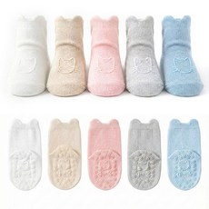 소로이 유아 아동용 소프트 워머 미끄럼방지 중목 양말 5켤레 세트 개별포장