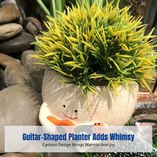 레진 기타 화분 만화풍 꽃병 홈 데코 야외 정원 장식, 1개, 기본