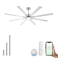 MINISLAK 213 4CM 84인치 산업용 선풍기 레이 알렉사 조명 천장 듀얼, 96 in, 니켈 싱글 알루미늄