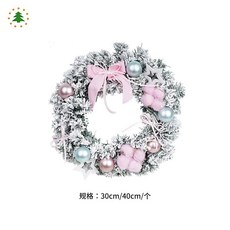 【聖誕熱賣 】新款網紅色爆款20/30/40cm圣誕花環 圣誕節裝飾商場酒店粉藍圓環, 1個