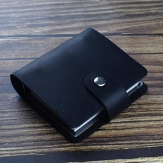 휴대용 루스 리프 주간 메모 계획 노트 정품 가죽 커버 버튼 여행 메모장, Black