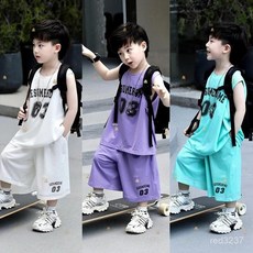男童薄款速乾籃球服無袖背心運動套裝2025夏裝中小童休閒寬鬆短褲