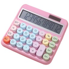 馬卡龍色太陽能計算機 復古大按鍵, 多巴胺計算機【粉】
