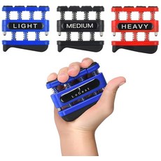 Logest 핑거 스트렝스너 악력기 핸드 그립 운동 기구 3개 팩 블루/블랙/레드, 3팩 - 블루 블랙 레드