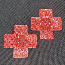 愛流行 JP008 夜光胸貼 乳貼, 1個, 27.紅十字亮片胸貼