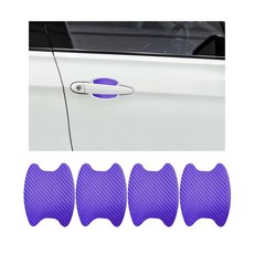 Ziciner 자동차 도어 핸들 스티커 8개 탄소 섬유 텍스처 자동 보호 필름 긁힘 방지 사이드 페인트 가드 범용 액세서리 블랙 182277, 4 PCS, 퍼플