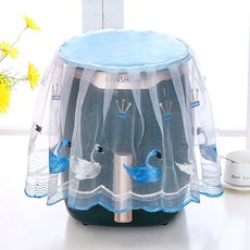 防塵蓋布 空氣炸鍋套 通用型 圓形 科技布藝 廚房防油 電飯煲防塵罩 微波爐蓋罩, 天藍色素面天鵝, 1個