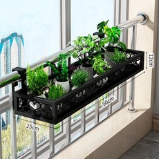 陽臺懸掛式花架置物架 護欄鐵藝植物架 窗臺欄桿花盆多肉掛架, 1個, 1號掛鉤+愛心款長50寬25高12 2個