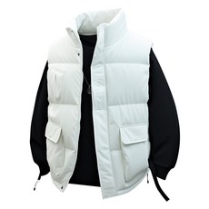 立領羽絨棉服馬甲男 秋冬寬松簡約加厚坎肩外套 保暖背心