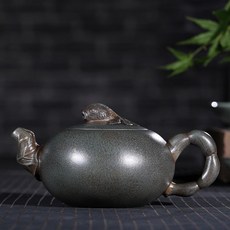 宜興紫砂壺 原礦綠泥 清水泥 金魚壺 養過老壺, 綠泥 養過金魚壺 350毫升, 1個