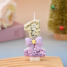 紫色蝴蝶結數字蠟燭 生日蛋糕裝飾, 1個, 8,1個裝