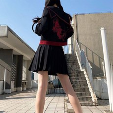 세라복 커플 일본 의상 흑 코스프레 촬영