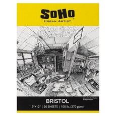 Soho Urban Artist SoHo Bristol 종이 패드 - 스케치 차콜 색연필 잉크 등을 위한 부드러운 브리스톨 패드! 22.9 x 30.5cm(9 12인치)
