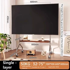 32-75 인치 LCD LED 스크린 TV 용 스테인레스 스틸 롤링 플로어 모바일 TV 스탠드 TV 카트는 최대 110Lbs M, 04 Single layer