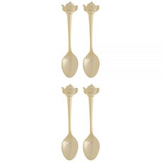 Fino 데미 스푼 금 도금 스테인리스 스틸 컵 및 받침 디자인 일상 커피 디저트 엔터테인먼트 휴일 다이닝용 4개 세트, GP 찻주전자