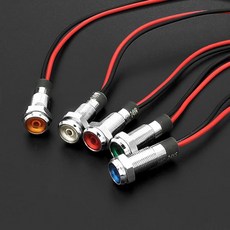 플랫 헤드 LED 금속 표시등 방수 신호 램프 와이어 포함 빨간색 노란색 파란색 녹색 흰색 3V 5V, 15 220V Green
