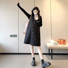 임부복 가디건 원피스 세트 겨울 니트 플러스 사이즈 드레스 편안한 착용감 오피스룩 스타일