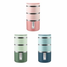 HOMIO 不鏽鋼保溫飯盒桶, 1個, 3層1230ml-綠