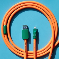 파카이 2미터 초고속 충전 실리콘 케이블 USB 라이트닝, 1개, 오렌지&그린, 2m