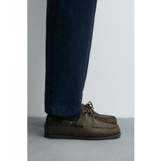 ZARA 자라 남성 슈즈 포멀 스니커즈 레더 데크 - 그린 167252