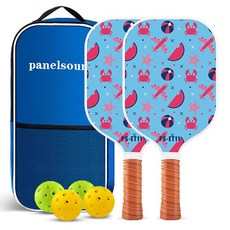 兒童卡通款玻璃纖維匹克球拍套裝 學生匹克球拍 兒童運動玩具 卡通圖案 輕巧耐用, 1個, 飞机套餐