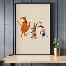 에버모스트 내부 액자 회화 캔버스 유화 작업 인쇄 장식화 만화 동물 행잉 포스터, YD-193