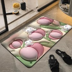 규조토 주방 욕실 미끄럼방지 패드 발 매트, 행복한 꽃, 행복한 꽃