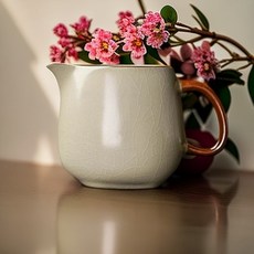 汝窯開片公道杯 茶海 分茶器 復古家用泡茶器 茶道配件, 1個, 汝窯冰裂開片茶海-純米黃色,大約220ml