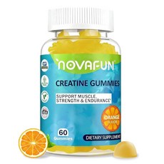 Novafun 크레아틴 젤리 근력 지구력 운동 수행 채식주의자 및 글루텐 프리 오렌지 맛 60개 모노하이드레이트 1500mg 243372, Novafun 크레아틴 젤리, 근력, 지구력, 운동 수, 1개