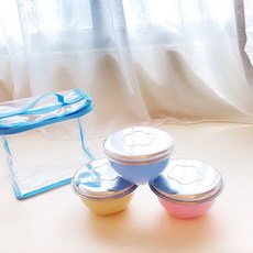 妞妞絲 三色碗 幼兒園指定台灣製 304不鏽鋼隔熱兒童碗 附鋼蓋學習碗, 餐袋 XS（顏色隨機）, 1個