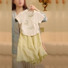 新款可愛童裝 女童短袖套裝 女童夏裝套裝寶寶夏款新中式國風漢服兒童夏季古風2025新款兩件套
