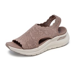 스케쳐스 여성용 아치핏 2.0 플로우리스 초이스 스포츠 샌들 오프화이트, 6, 모카