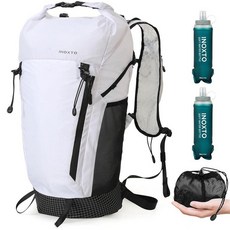 IX INOXTO 하이킹 백팩 15L/22L 초경량 휴대용 여행용 소형 방수 접이식 야외 데이 팩 500ML 소프트 플라스크 2개 포함 남성 여성용 블랙 270611, 22L, 606 화이트 22l 소프트 플라스크 2개 (500ml