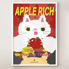 퍼플더스트 사과 그림 고양이 포스터, 1.사과부자캣_A4, 포스터만