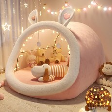 대형 고양이 강아지 소파 귀여운 침실 선물용, 핑크 플러시 + 별빛 A