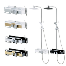 바스럽 국산 심플 무타공 선반형 해바라기 샤워기 [기존 타공 사용 가능], 화이트, 1개