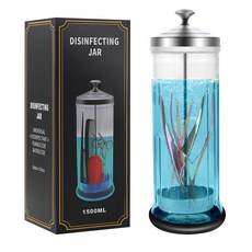 1500ml 네일도구 소독통 논슬립패드+탈착식 거름망 트레이 포함 미용실/스파용, 1개, 투명한