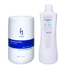 코겐 하이라이트 브리치 파우더 탈색약 500ml + 로레알 산화제 6% 1000ml, 1개