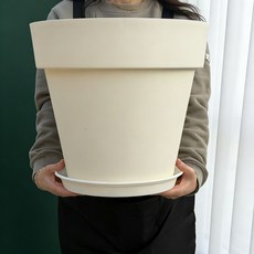 코어무역 대형화분 받침대포함 플라스틱 큰화분 베란다 분갈이 꽃 나무 텃밭 화분 GY1, 1개, 화이트