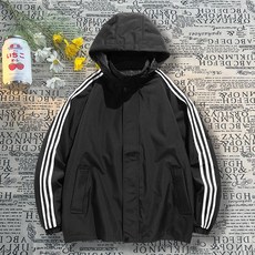 潮流三線連帽防風外套 百搭運動夾克 情侶款機車外套