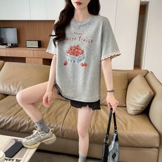 수유복 반팔 티셔츠 여름 루즈핏 프린트 반팔티 외출 캐주얼 수유 반팔 상의 JS